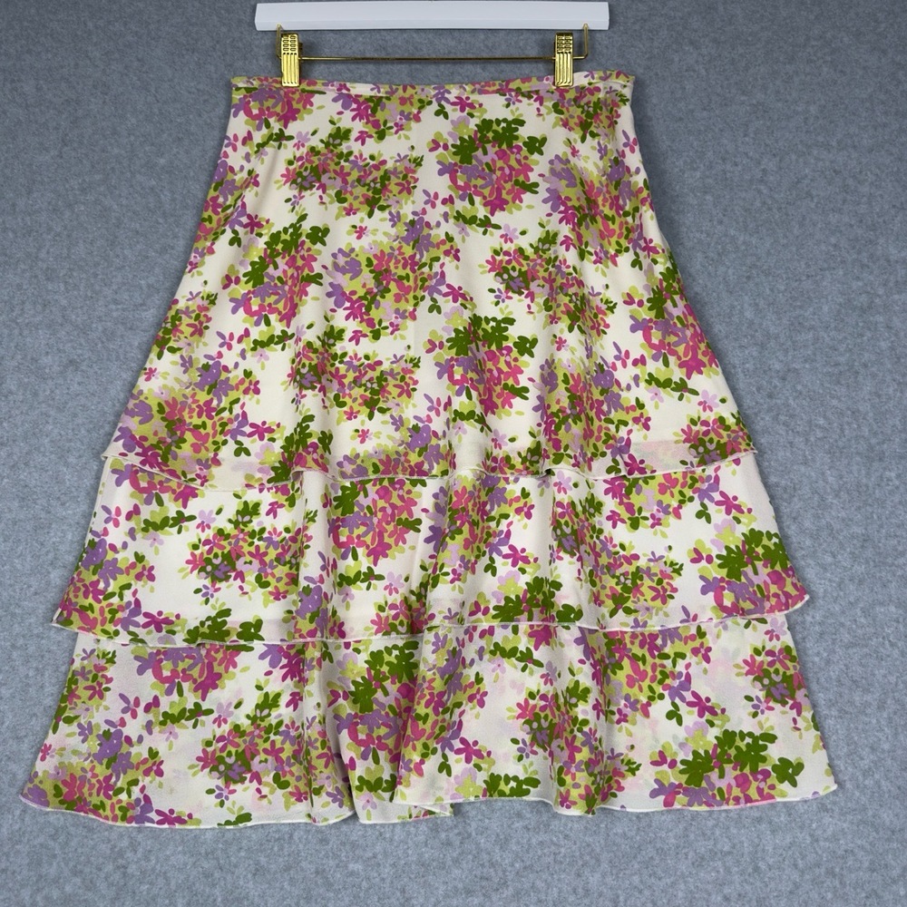 Liz Claiborne Skirt Womens 10 Multi Floral Print Layered‎ Aline Cotton Boho Y2K